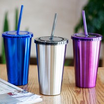 데코하우스 트래블 이중 빨대컵 480ml 보온보냉 텀블러, 트래블 이중 빨대컵_블루