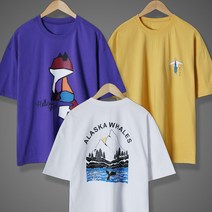 굿럭샵 멋진 남자 티셔츠 프린트 레터링 형광색 반팔티 오버핏 사이즈 대형 L- 4XL 5XL 까