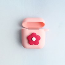 스마트커버 데이지꽃 퍼플 플라워 에어팟키링 에어팟케이스 자동차키홀더, 핑크케이스_레드꽃