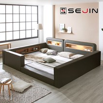 세진침대 스마일 LED 수납 범퍼형 패밀리침대, 6-1.스마일 범퍼형 프레임만_모카그레이