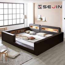 세진침대 스마일 LED 수납 범퍼형 패밀리침대, 6-1.스마일범퍼형프레임만_초코브라운