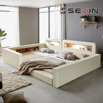 세진침대 스마일 LED 수납 범퍼형 패밀리침대, 6-1.스마일범퍼형프레임만_아이보리