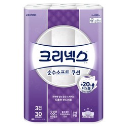 크리넥스 3겹 순수 소프트 쿠션 롤화장지, 30m, 30개입, 1개