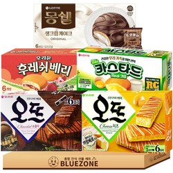 개별포장 인기 곽과자 세트 오뜨쇼콜라150g 오뜨치즈144g 롯데카스타드138g 몽쉘생크림204g 후레쉬베리168g 몽실22g, 1박스, 823g