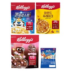 켈로그 BEST 시리얼 1+1+1 모음 (콘푸로스트 300g, 아몬드 푸레이크 300g, 첵스초코 마시멜로 400g) + (증정) 미니시리얼 30g, 1세트, 300g