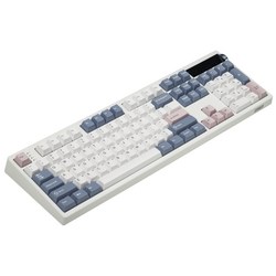 EPOMAKER TH108 PRO 에포메이커 풀배열 유무선 저소음 LCD 기계식 키보드 핫스왑 스마트 디스플레이 노브 탑재, 제조사축, 저소음 바다 소금V2, 화이트 블루