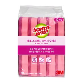 3M 스카치브라이트 제로 스크래치 스펀지 수세미, 10개입, 1개