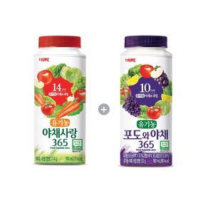 비락 야채사랑365+유기농포도와야채365, 48개, 190ml