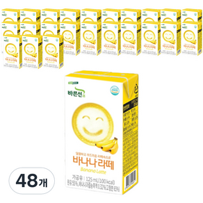 바른선 바나나라떼 멸균우유, 125ml, 48개