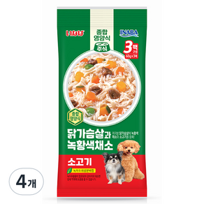 이나바 강아지 닭가슴살과 녹황색채소 파우치 간식 QDR-142, 180g, 4개, 혼합맛(닭가슴살/채소/소고기)