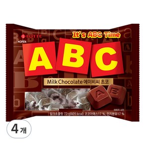 롯데웰푸드 ABC 초콜릿, 187g, 4개