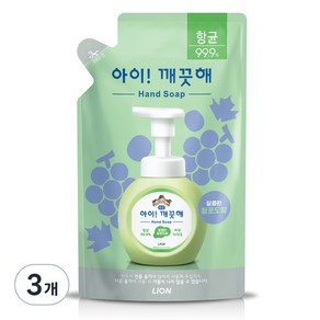 아이깨끗해 향균 폼 핸드솝 리필형 청포도향, 200ml, 3개