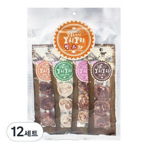 헬로도기 참좋은간식 꼬치꼬치 건조간식 4종 세트, 오리 + 북어 혼합맛, 치킨 + 북어 혼합맛, 연어 + 북어 혼합맛, 소 + 북어 혼합맛, 100g, 12세트