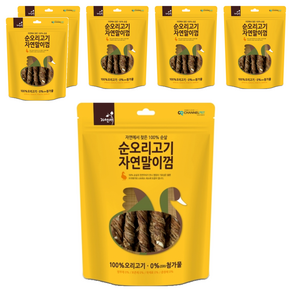 자연애채널펫 자연말이껌 건조간식, 오리고기맛, 200g, 6개