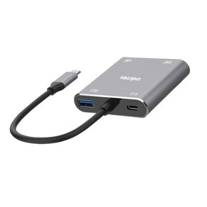 유니콘 USB-Type C TO HDMI 2대 듀얼 디스플레이 컨버터 4IN1, 그레이, 1개