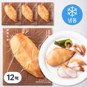 브랜드닭 훈제 닭가슴살 오리지널 (냉동), 100g, 12팩