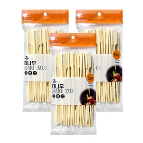 다드림 대나무 손잡이 꼬지 대 50p + 중 50p + 소 50p 세트, 1세트