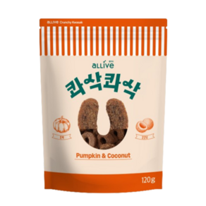 올리브 강아지 콰삭콰삭 쿠키 트릿, 혼합맛(펌킨/코코넛), 120g, 1개