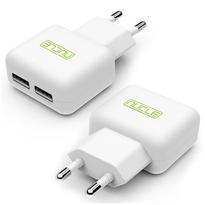 뉴클 2.1A USB 2포트 가정용 충전기, 화이트, 2개