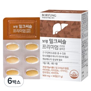 보령 밀크씨슬 프리미엄 간건강 솔루션, 27g, 6박스