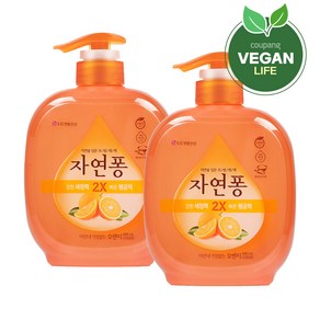 자연퐁 비린내 걱정없는 주방세제 오렌지 펌프타입, 490ml, 2개