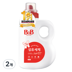 비앤비 비자극 유아 섬유 세제 시그니처 알러젠프리향 용기형, 1.5L, 2개