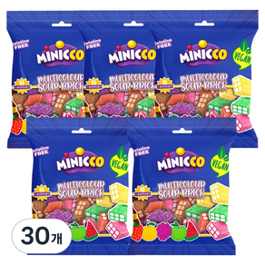 미니꼬 멀티컬러 사우어 브릭 비건젤리, 50g, 30개