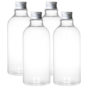 병도매닷컴 DN500 투명 음료용기 알루미늄 실버캡, 500ml, 4개