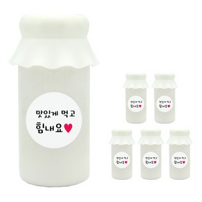 도나앤데코 사랑스러운뚜껑 보틀 6p + 맛있게먹고힘내요 스티커 6p, 화이트, 200ml, 1개