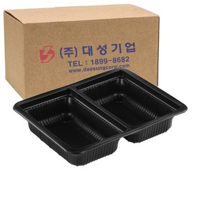 쿡앤락 일회용 실링용기 2칸 검정 1.2L 몸통, 400개입, 1개