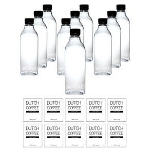 저스트인테리어 사각 더치커피병 500ml x 10p + 방수라벨 스티커 10종