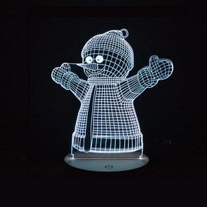 홈마인 LED 크리스마스 3D 무드등, NO14 눈사람3, 16.4 x 14.2 cm