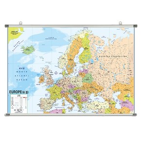 지도닷컴 족자형 유럽 지도 소 110 x 78 cm + 족자 걸이 + 세계지도 세트