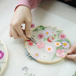 하하포포네숲 DIY FLOWER 압화 수틀 인테리어 액자 만들기 세트 20cm, 혼합색상