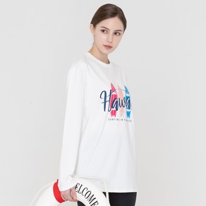 에이치머스 여성용 라넬리 오버핏 긴팔 래쉬가드 상의, 화이트
