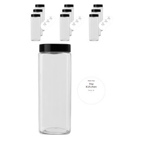 사각 잡곡통 1200ml x 10p + 검정캡 10p + 네임스티커 원형 10p, 혼합색상, 1개