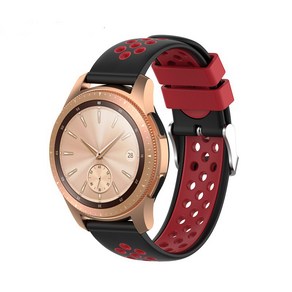 쉴드랩 샤오미 어메이즈핏 GTR 47mm 22mm 스포츠실리콘 스트랩 시계줄 밴드, 블랙 + 레드홀, 1개