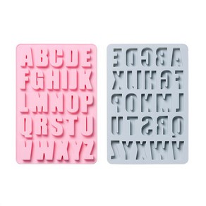 알파벳 A ~ Z 실리콘 몰드, 블루, 핑크, 1세트