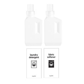 세탁세제 소분용기 600ml 2개 + 방수 라벨스티커, 화이트, 1세트