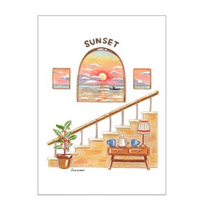 위모던 일러스트 포스터 소보루 Sunset, 알루미늄 실버