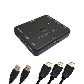 랜스타 HDMI KVM스위치 PC 키보드 마우스 공유 스위치 모니터 공유 케이블세트