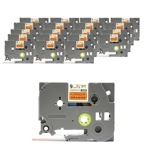 브라더 엡손 TZ-B21 호환 라벨테이프 9mm 20p, 형광오렌지바탕 + 검정글자