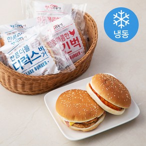 한끼의품격 더블 디럭스 버거 190g x 3팩 + 매콤한 치킨벅 160g x 3팩 (냉동)