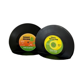 친절한마이쮸 복고풍 음반 CD 책꽂이 써머 + 뮤직 스타일 세트, 블랙