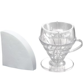 하리오 V60 드립 어시스트 세트 PDA-1524-T, 1세트, 투명, 화이트