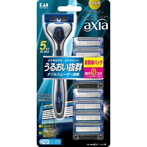 카이 남성용 일회용 면도기 세트 AX-9BS axia 밸류팩 슬림, 면도기 + 교체날 9p, 1세트