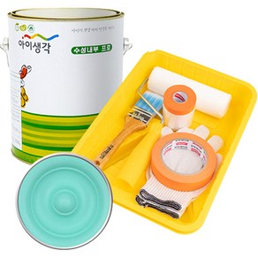 삼화페인트 아이생각 친환경 수성내부 프로 4L 페인트 도구세트, 캐리비안그린, 4000ml, 1개