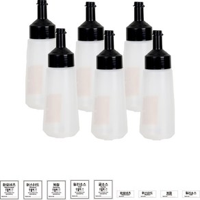 에이엘에스 원터치 소스통 블랙 6p + 2종 라벨지 세트 소, 250ml, 1세트