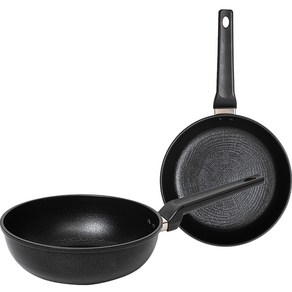 퀸센스 인덕션 오일로드 프라이팬 세트 2개, 블랙, 프라이팬 24cm + 웍 24cm, 1세트