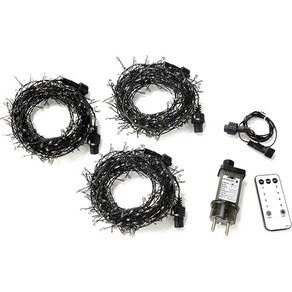 LED 쥬얼리 와이어 지네전구 1200구 + 코드연결선 + 어댑터 + 리모컨 세트, 블랙 + 웜, 1세트